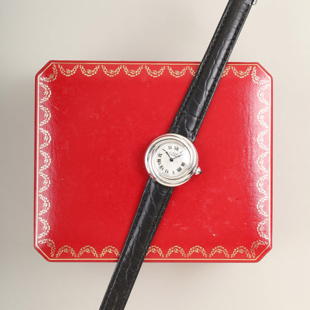 カルティエ マストトリニティ W1014945 / 2439 クォーツ Cal.057 SV925 革 純正Dバックル（SS） シルバーローマン文字盤 箱 オーバーホール済み