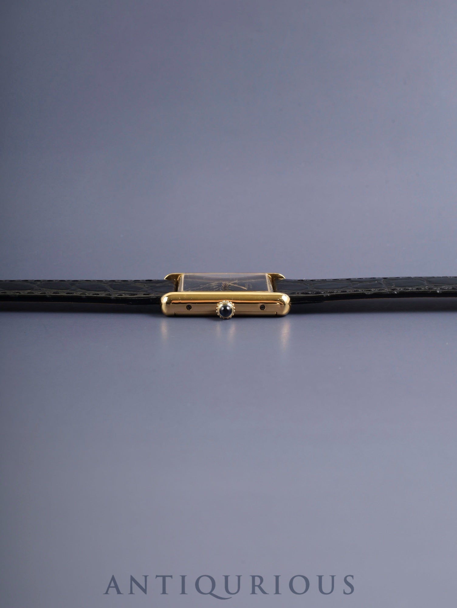 カルティエ マストタンク LM 6 手巻き Cal.78-1 SV925 革 純正ピンバックル（GP）オニキス文字盤（SWISS表記）オーバーホール済み 新品仕上げ済み