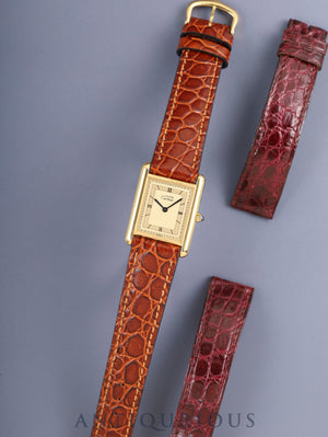 Cartier Must Tank LM 6 81006 Quartz SV925 Leather Genuine Pin Buckle (GP) Champagne Roman Dial (SWISS Dial) Polished, Complete Service at Cartier Boutique