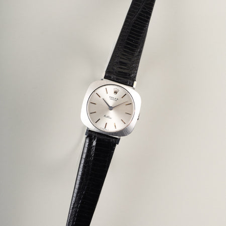 ロレックス チェリーニ 3747 手巻き Cal.1600 750 革 純正尾錠（GP） シルバー文字盤 31番台（1970年） オーバーホール済み