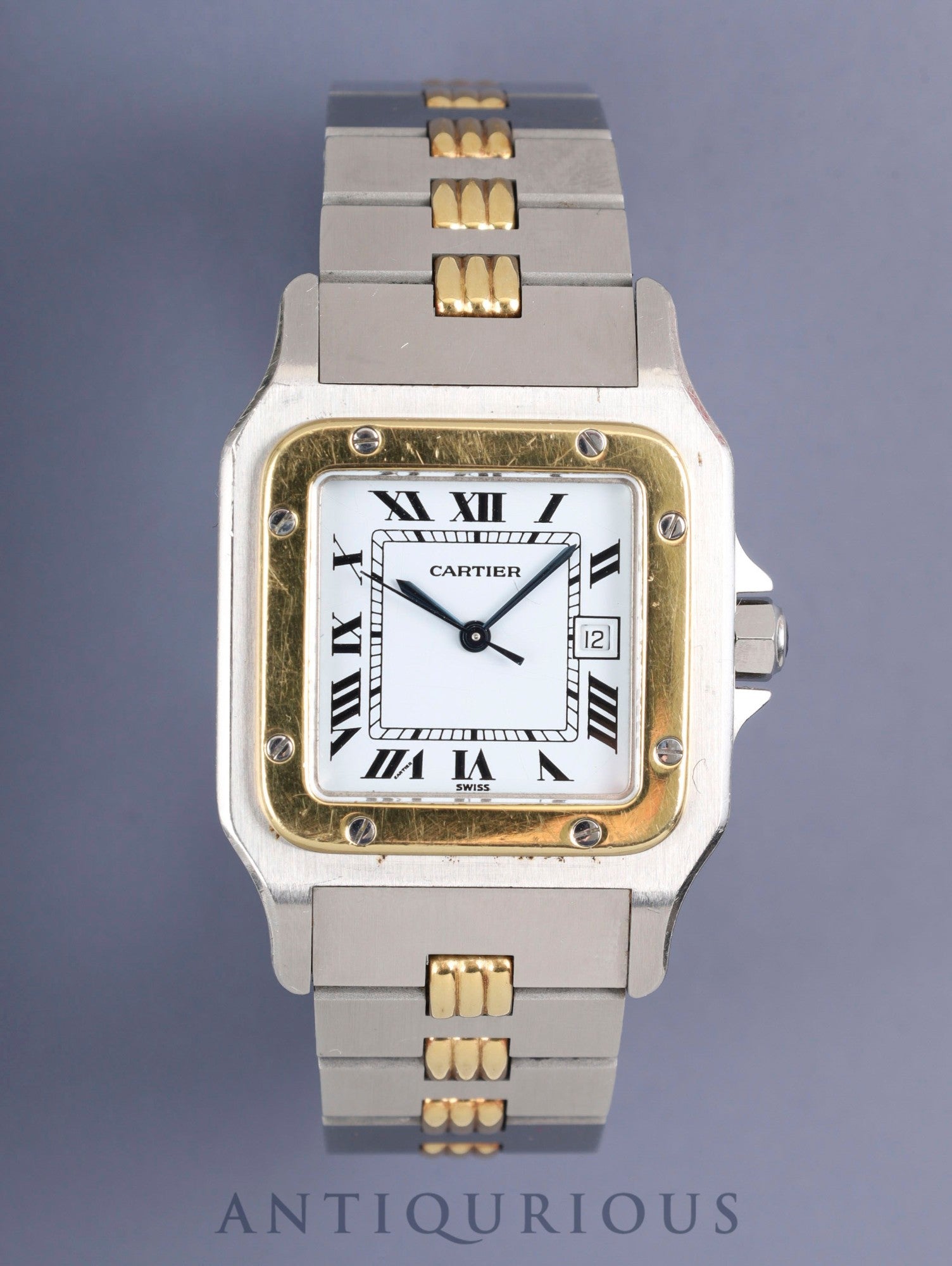 カルティエ サントス カレ LM 2961 自動巻き Cal.ETA2671 SS/YG SS/YG ホワイトローマン文字盤 オーバーホール済み