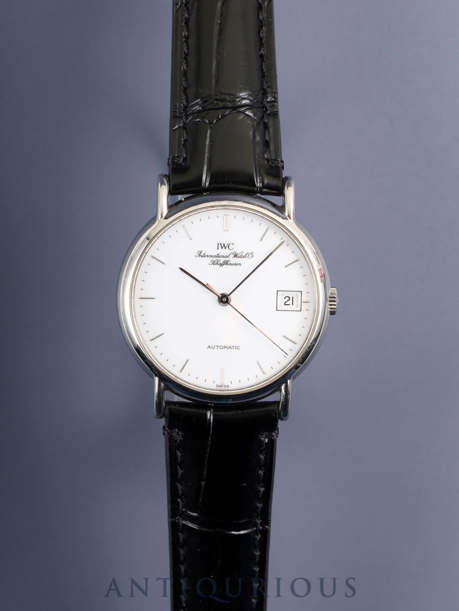 IWC Portofino IW351320 Automatic Caliber C37521 Stainless Steel Leather Strap with Genuine Stainless Steel Buckle, White Dial, Overhauled