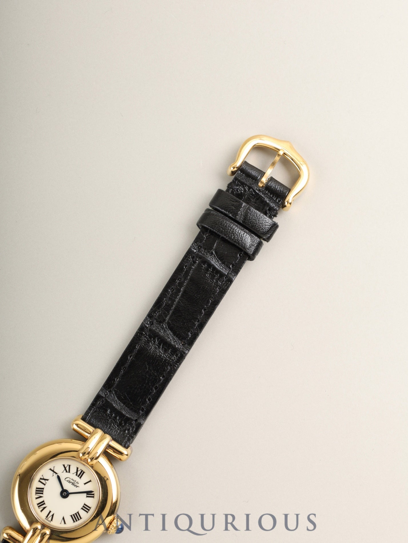 Cartier Must Colisée 590002 Quartz Cal.90 SV925 Leather Original Pin Buckle (GP) Ivory Roman Dial (SWISS marking) Overhauled