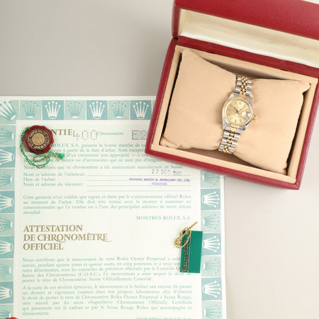 Rolex Datejust Lady 69173 Automatic Cal.2135 SS/YG SS/YG Champagne Dial (SWISS MADE) E-serial (1990-1991) Box, Papers (1990), Tag, Overhauled