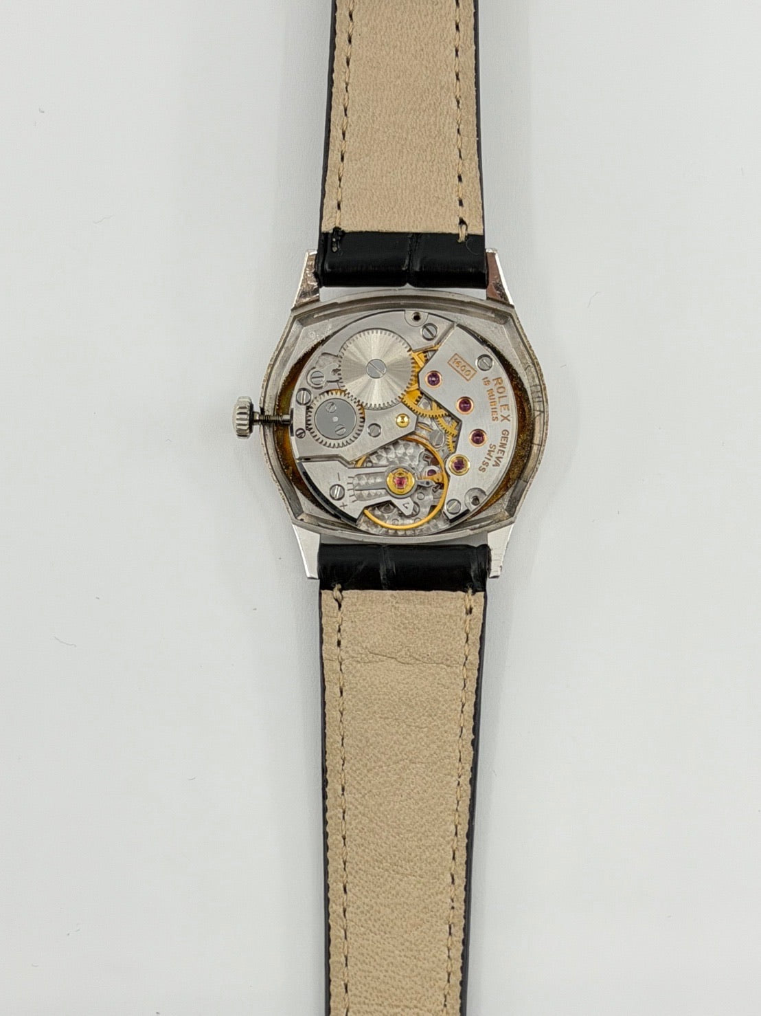 ロレックス チェリーニ 3802 手巻き Cal.1600 革 750WG 純正ピンバックル（SS） シルバー文字盤  30番台（1970年） オーバーホール済み