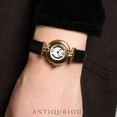 Cartier Must Colisee 590002 Quartz Cal.90 SV925 Leather Genuine D-buckle (GP) Trinity dial Overhauled