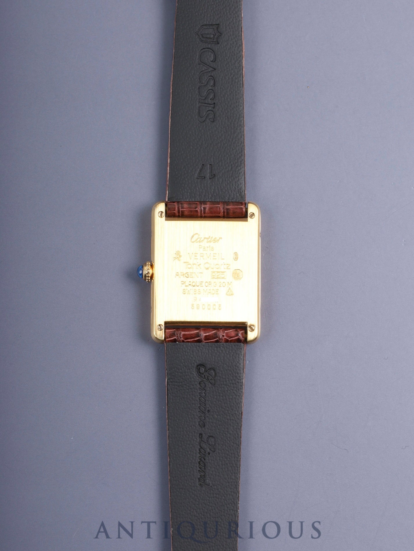 カルティエ マストタンク LM 590005 クォーツ Cal.90 SV925 革 純正尾錠（GP） フロントトリニティ文字盤（SWISS表記） オーバーホール済み 新品仕上げ済み