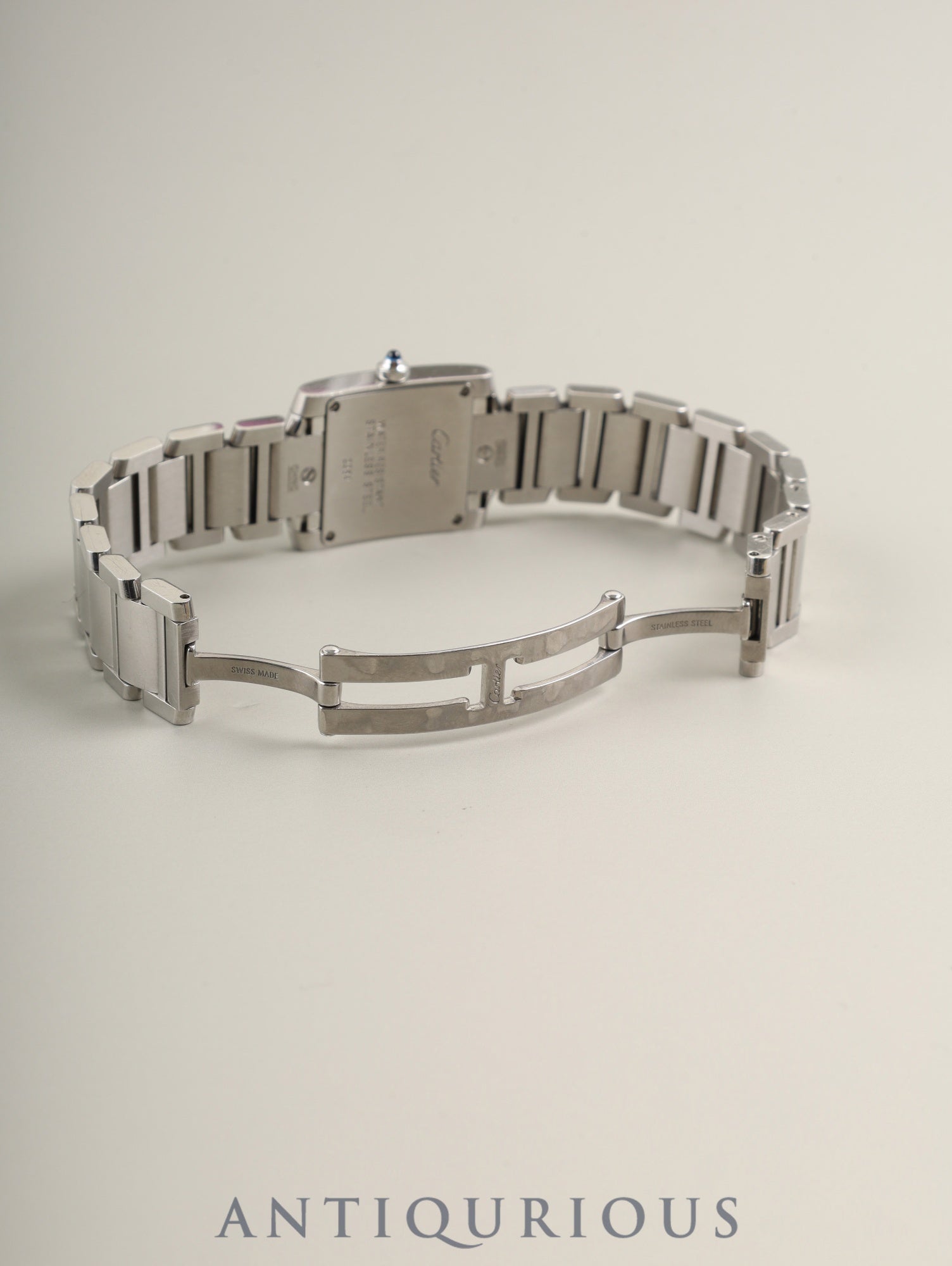 カルティエ タンクフランセーズ SM W51034Q3 / 2384 クォーツ Cal.057 SS SS ブルーシェル文字盤 オーバーホール済み