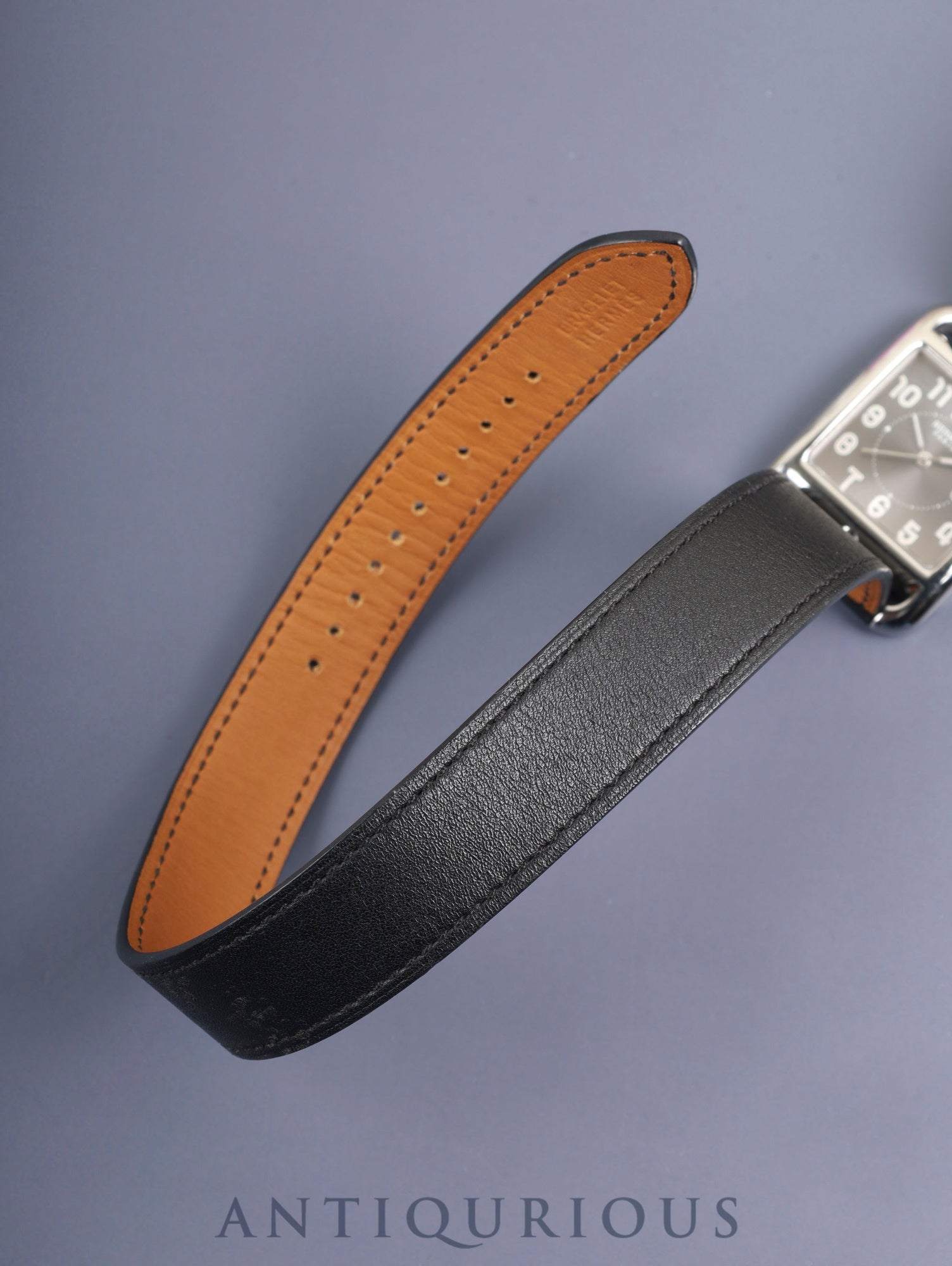 Hermès Cape Cod CC2.710 Quartz Cal.- SS Original Leather Strap (□O engraving: 2011) Original Pin Buckle (SS) Gray Arabic Dial Overhauled