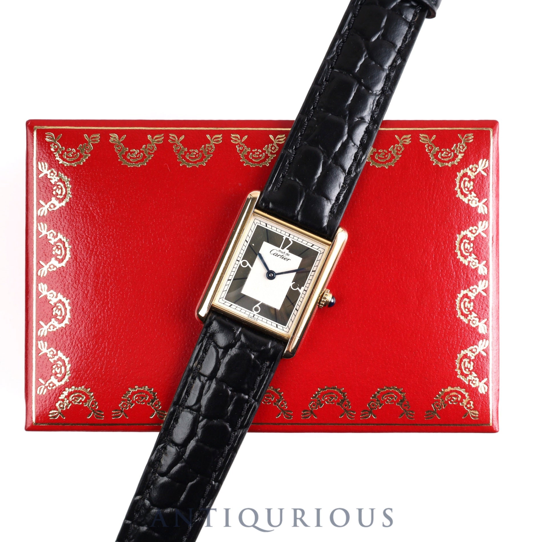 CARTIER Must Tank LM QZ 500 pieces limited edition 1615 SV925 leather Arabic dial with box