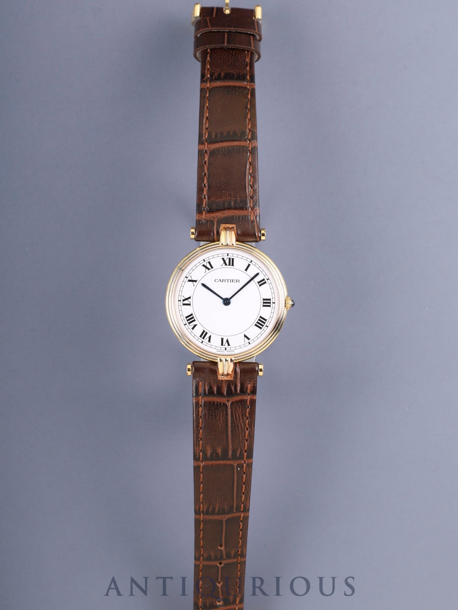 カルティエ ヴァンドーム トリニティ VLC LM 85533553/81003 クォーツ Cal.690 750YG 革 純正ピンバックル（GP） ホワイトローマン文字盤（SWISS MADE表記）  オーバーホール済み