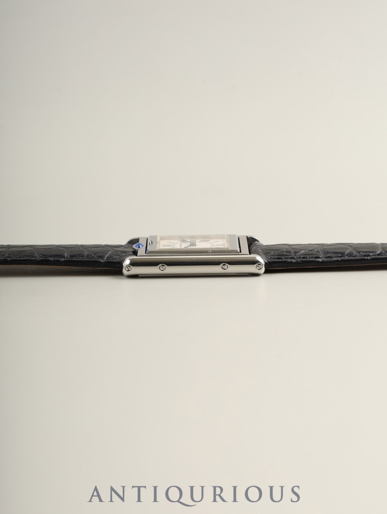 カルティエ タンク バスキュラント SM W10X1158 / 2386 クォーツ Cal.059 SS 革 純正ピンバックル（SS）ホワイトローマン文字盤 オーバーホール済み