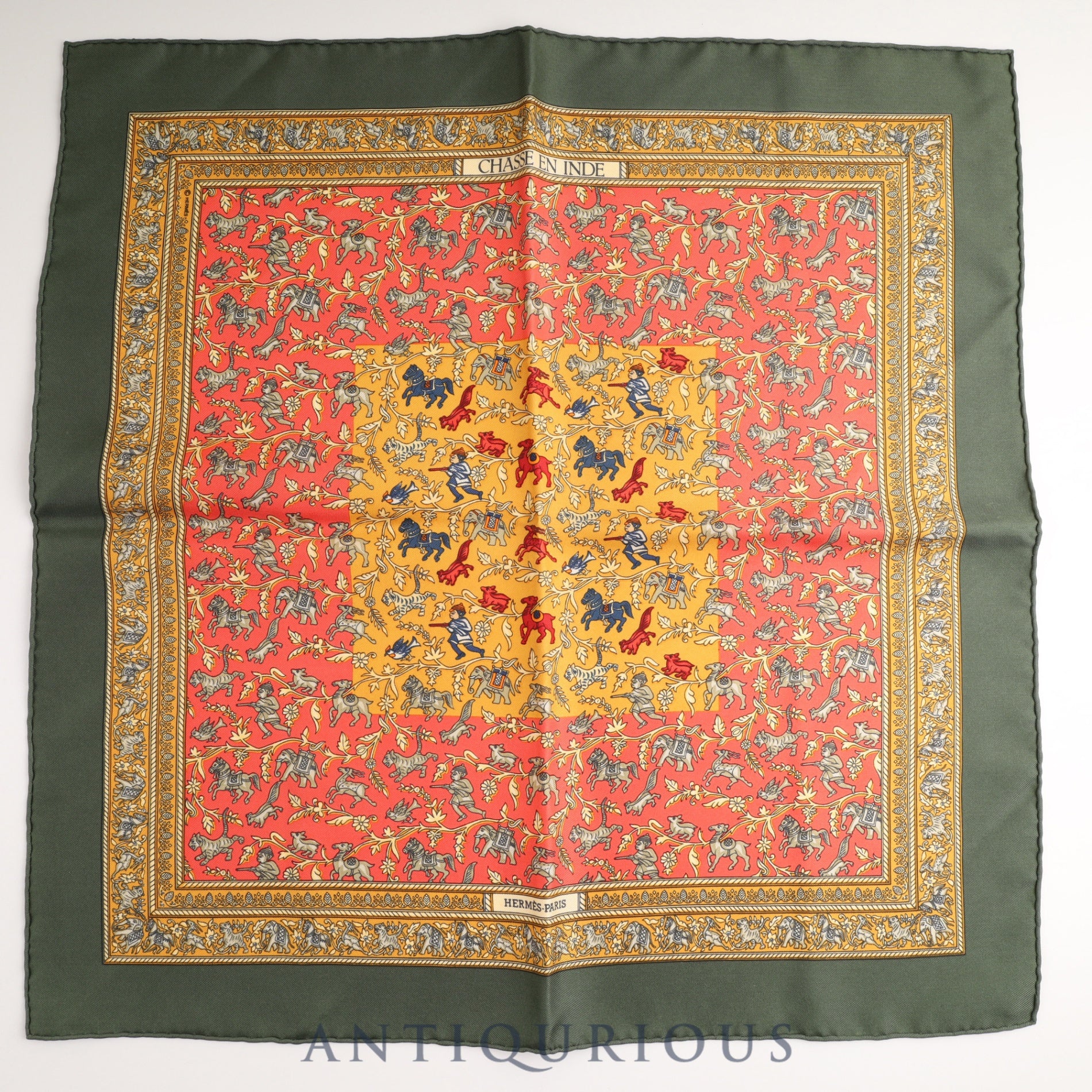 Hermes scarf Carre 45 Indian hunting SILK 100%