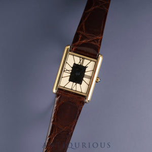 Cartier Must Tank LM 6 81006 Quartz Caliber 81 SV925 Leather Strap with Genuine GP Buckle Cloisonné Dial Overhauled