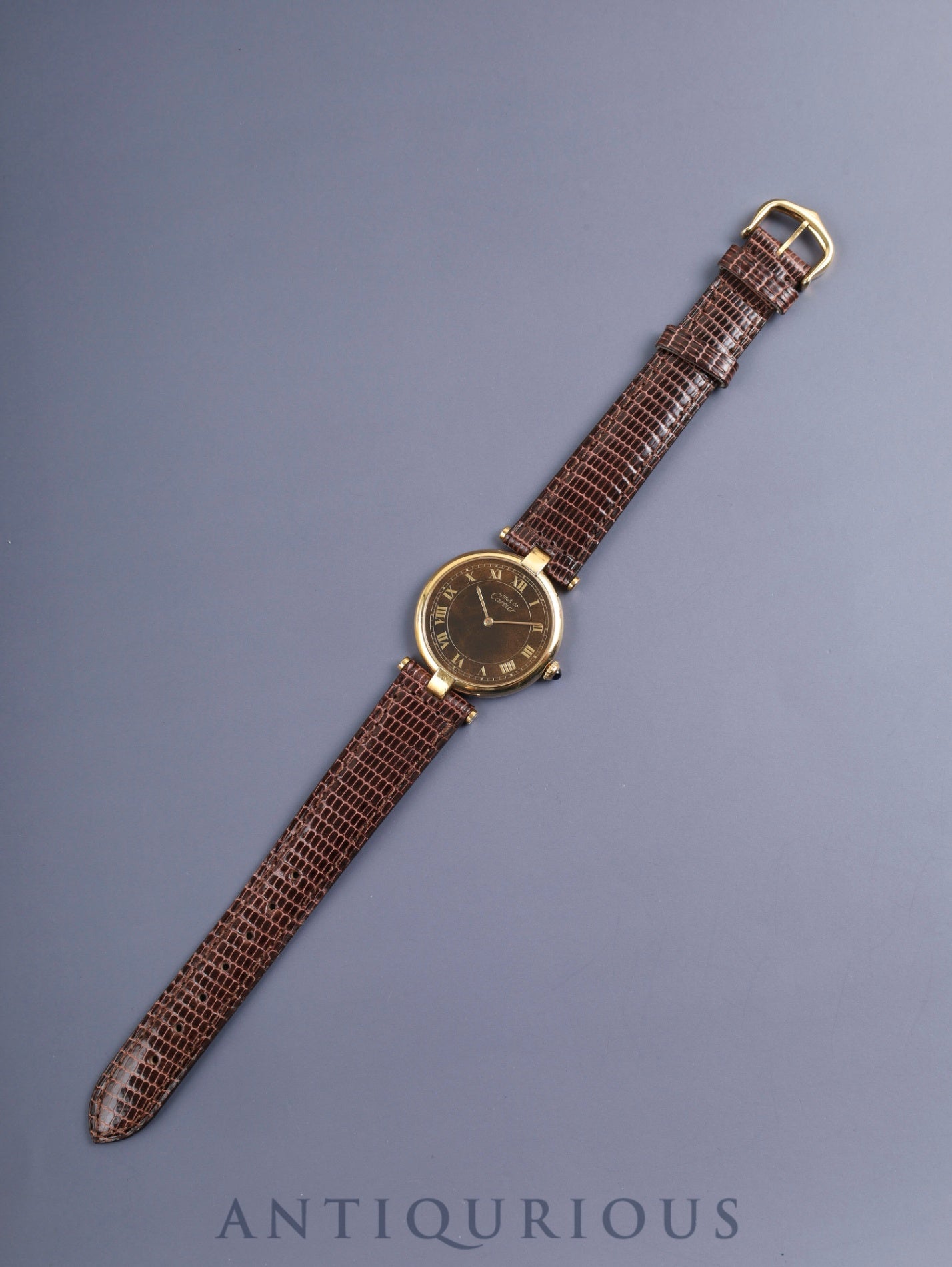 カルティエ マスト ヴァンドーム VLC LM 17 クォーツ Cal.690 SV925 純正革ベルト 純正尾錠（GP）マホガニーローマン文字盤 オーバーホール済み