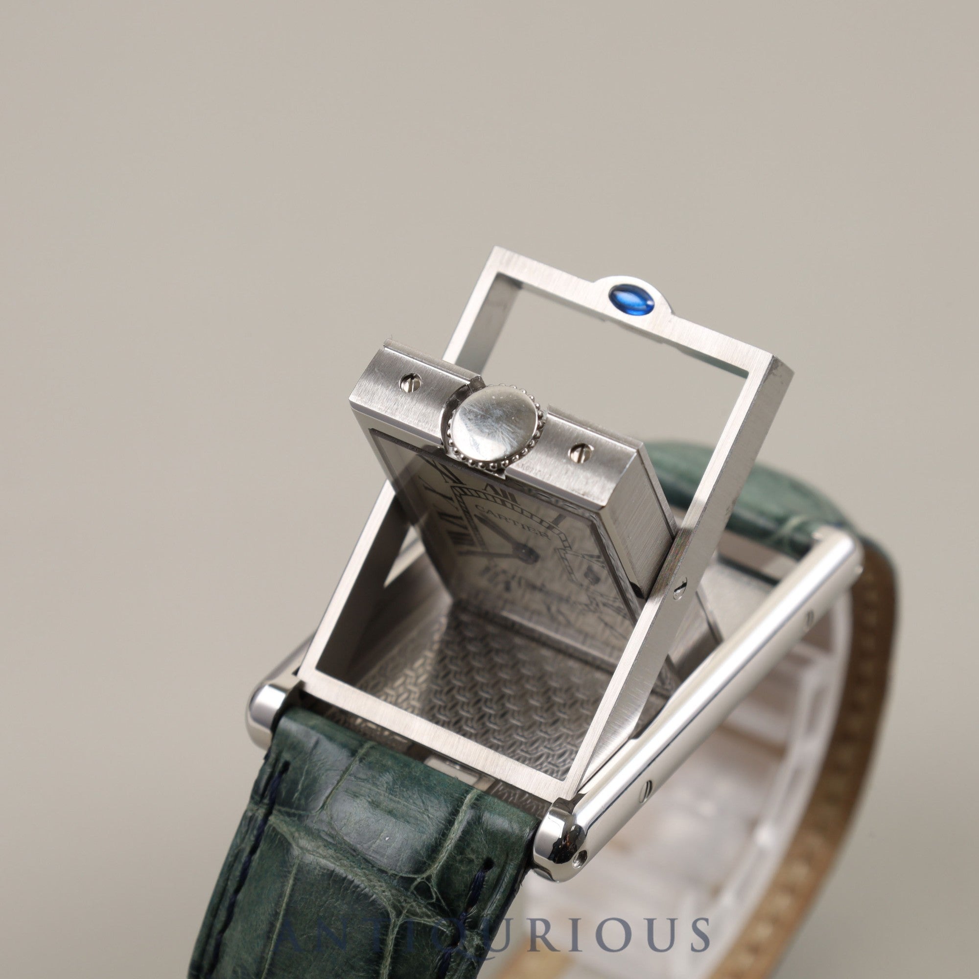 CARTIER TANK BASCULANT LM / 2522 Quartz SS Leather Genuine Buckle (SS) Silver Dial Box Warranty (2002) Complete Cartier Boutique Service