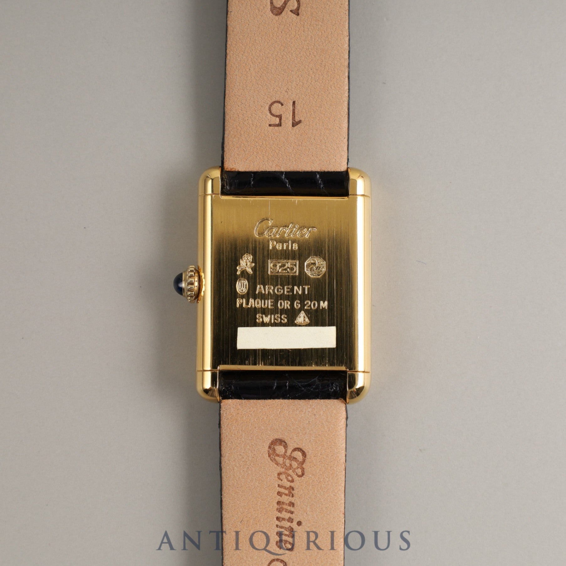 Cartier Must Tank SM Manual winding 925 Leather Genuine buckle Onyx dial Box Warranty card (blank) Overhauled