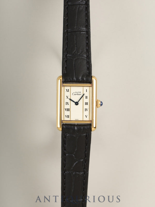カルティエ マストタンク SM 5057001 クォーツ Cal.057 SV925 革 純正ピンバックル（GP）ストレートローマン文字盤（SWISS表記）オーバーホール済み