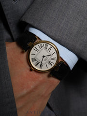 Cartier Must Vendôme VLC LM W1005454 / 590003 Quartz Cal.90, Sterling Silver (SV925), leather strap with original gold-plated (GP) deployant buckle, Opaline dial (SWISS signed), overhauled.