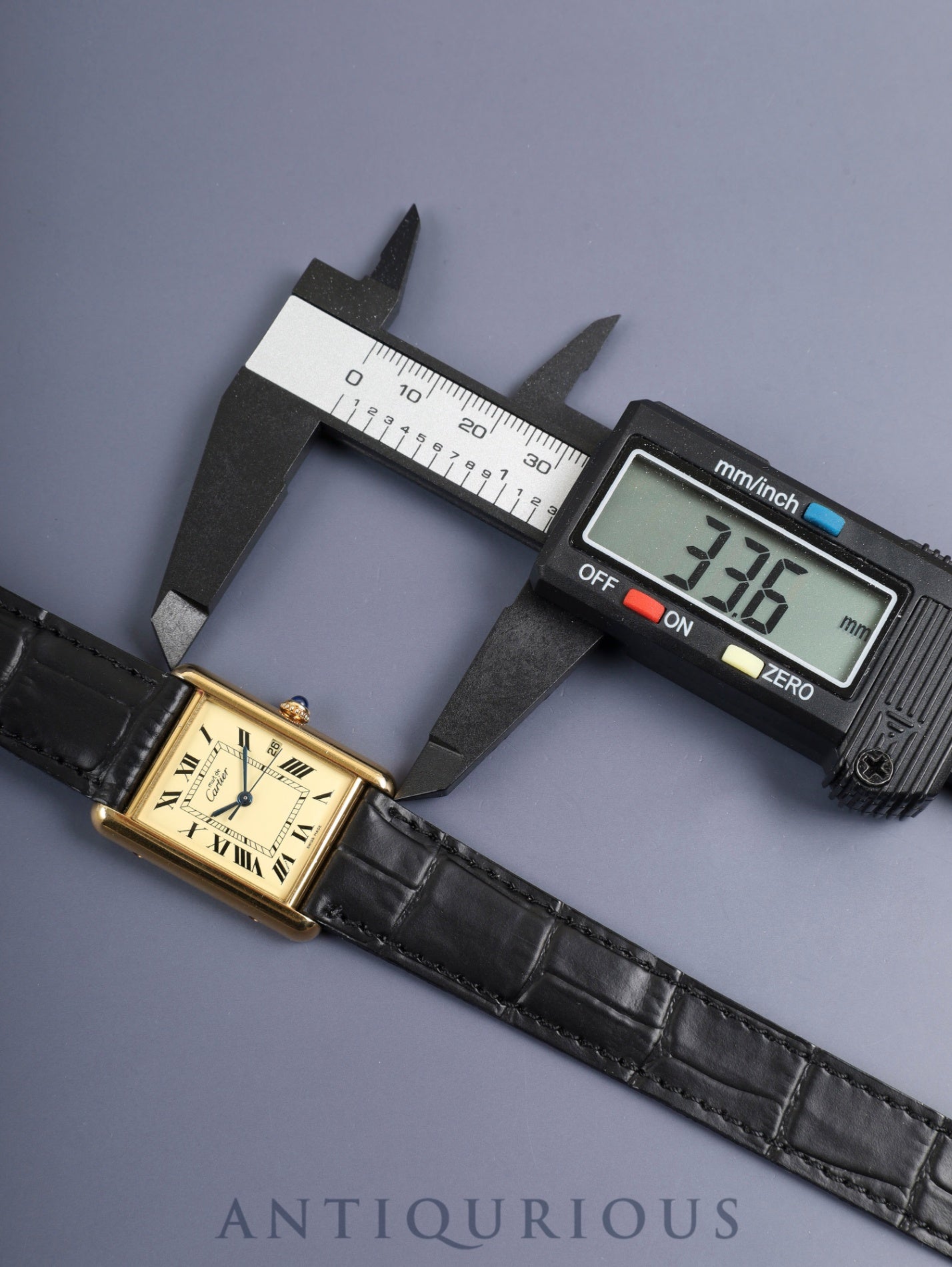 Cartier Must Tank GM (XL) W1017454 / 2413 Quartz Cal.687 SV925 Leather Genuine D-Buckle (GP) Ivory Roman Dial (SWISS MADE) Overhauled