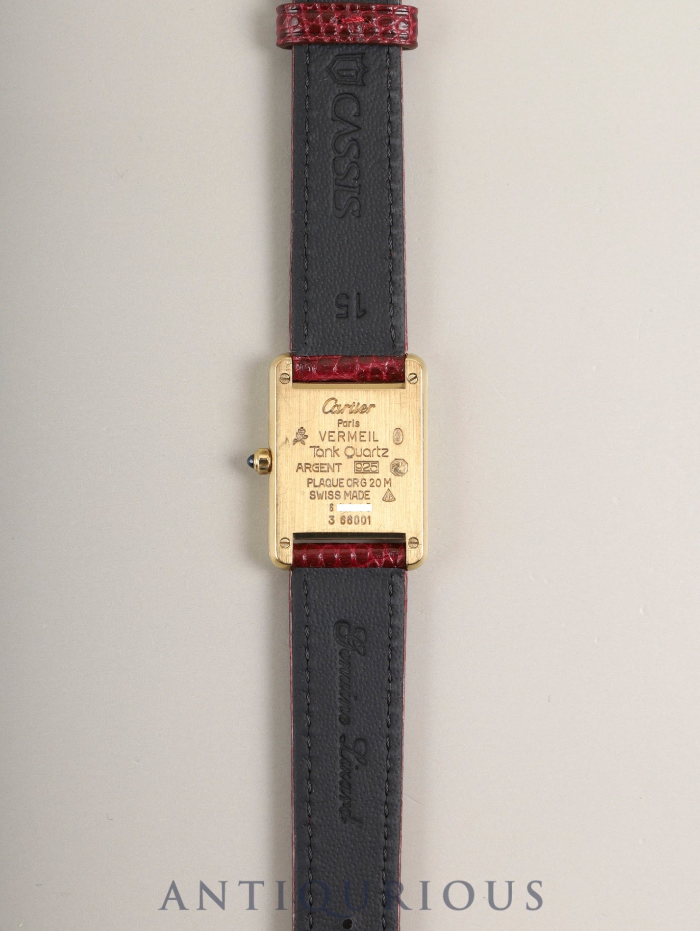 カルティエ マストタンク SM 366001 クォーツ Cal.157 SV925 革 純正ピンバックル（GP）フロントトリニティ文字盤（SWISS表記）オーバーホール済み