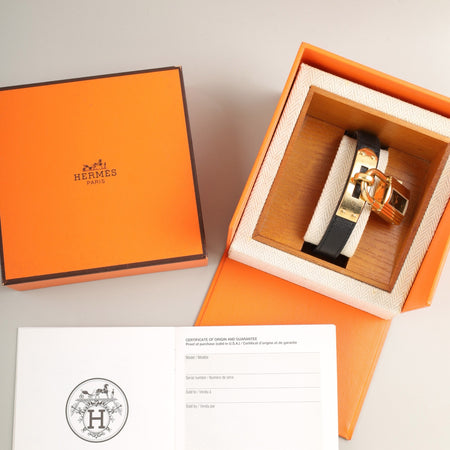 エルメス ケリーウォッチ KE1.201 クォーツ Cal.- GP 純正革ベルト（□B刻印：1998年 ）純正ピンバックル（GP）オニキス文字盤 箱 冊子 保証書（無記載）オーバーホール済み