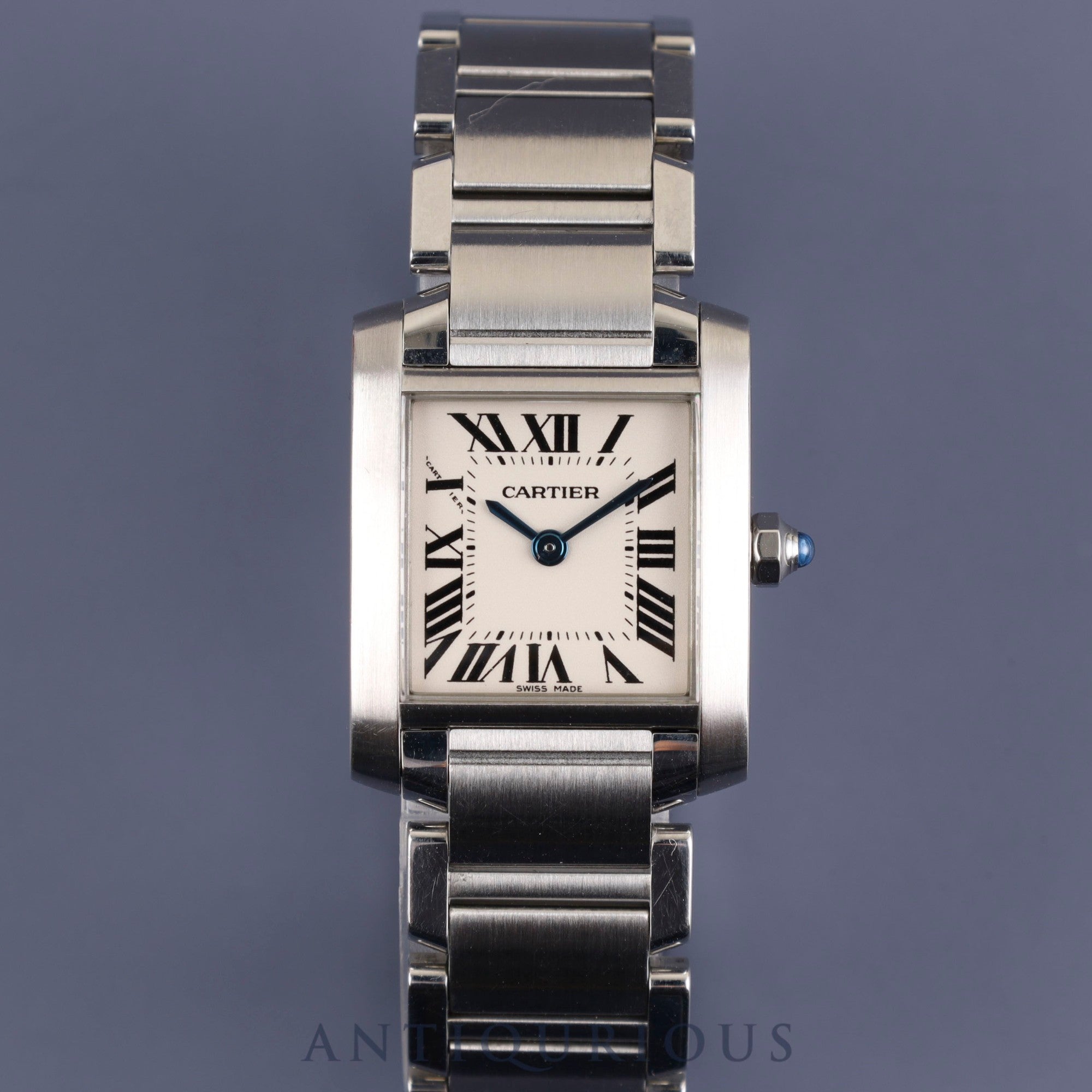 Cartier Tank Francaise SM W51008Q3 / 2384 Quartz Cal.057 SS Silver Roman Dial Box Case Warranty (2004) Booklet 1 link Overhauled