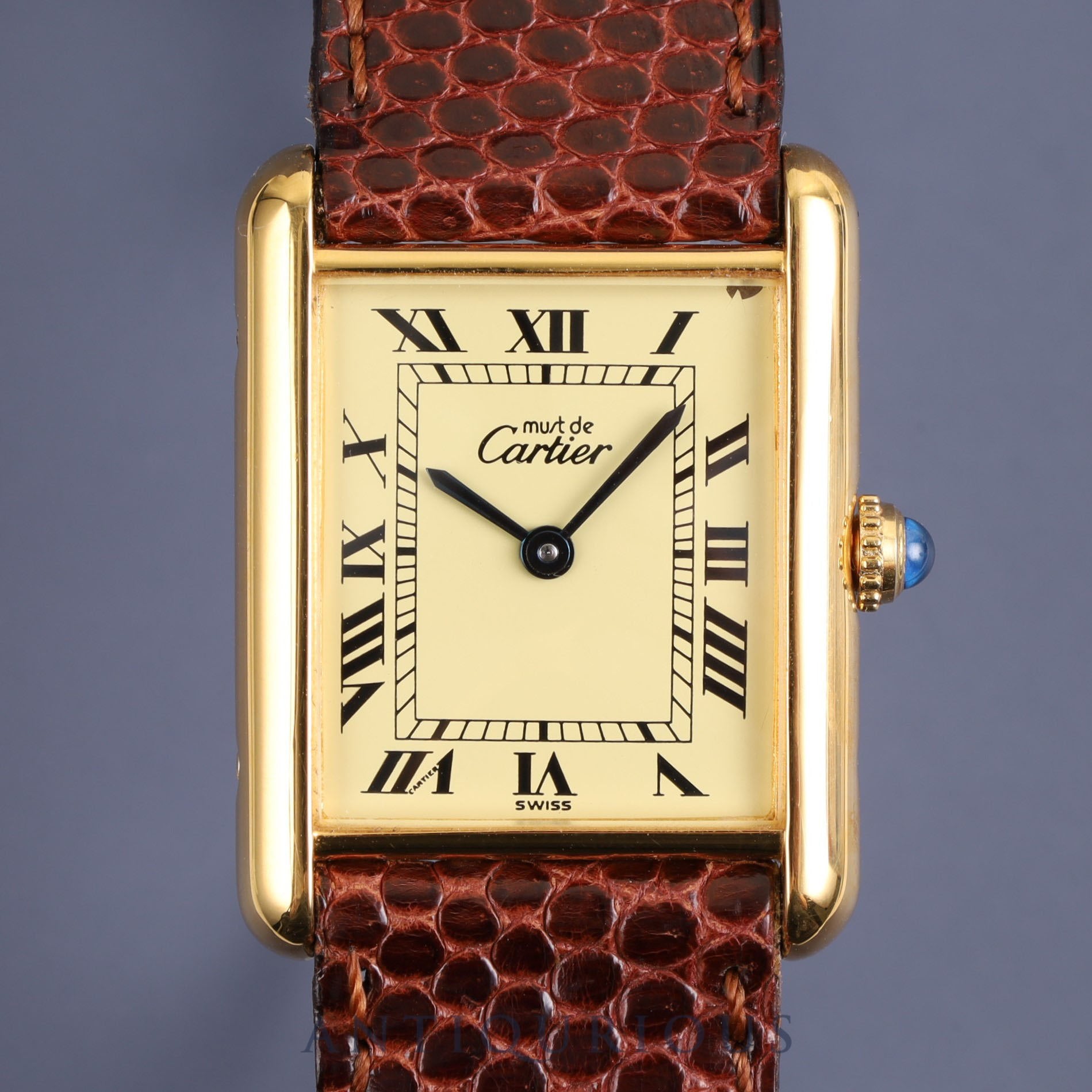 Cartier Must Tank LM 590005 Quartz Cal.90 SV925 Genuine leather strap Genuine buckle (GP) Ivory Roman dial Overhauled