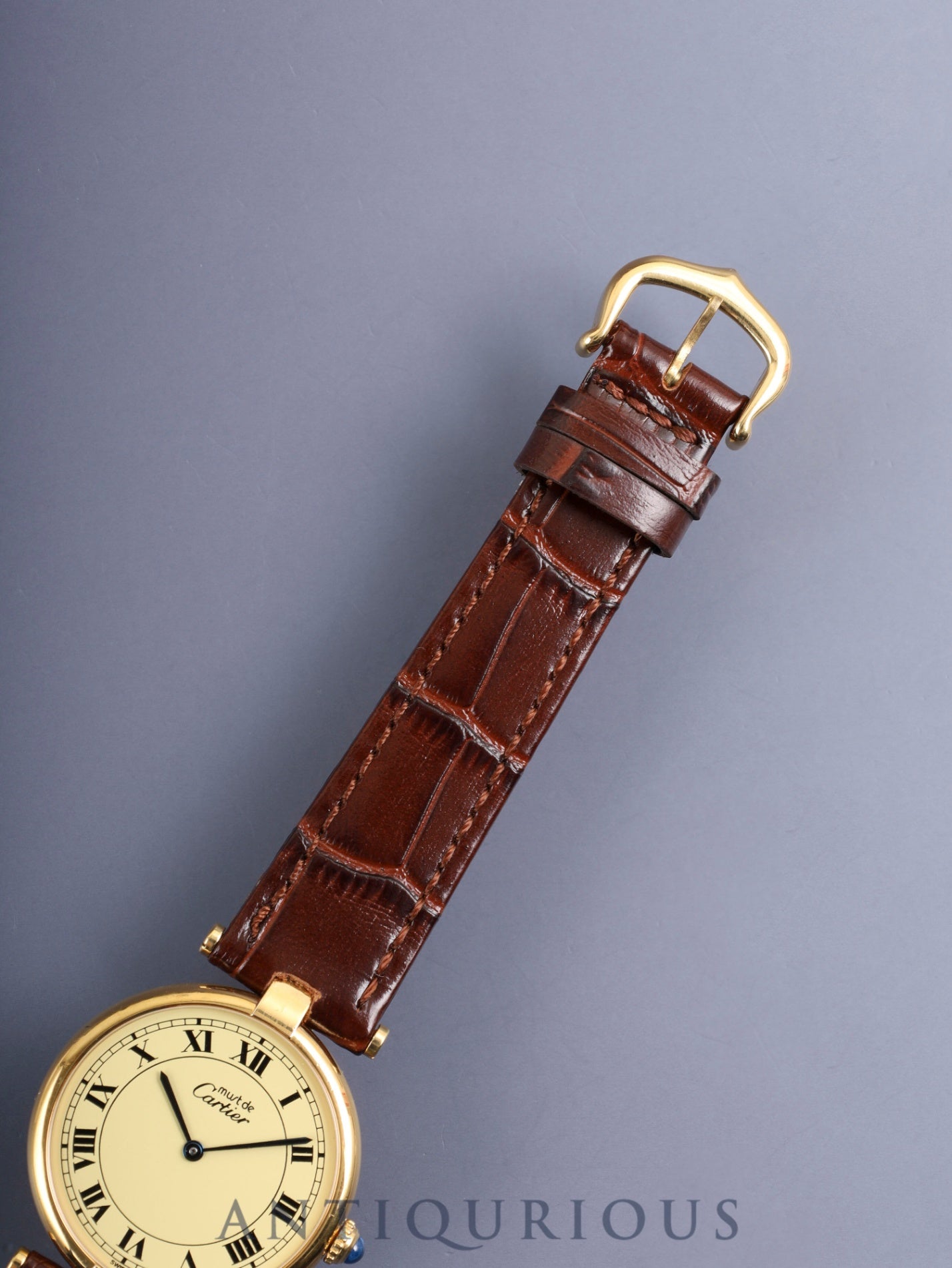 カルティエ マスト ヴァンドーム VLC LM W1001853 / 590003 クォーツ Cal.90 SV925 革 純正尾錠（GP）アイボリーローマン文字盤 オーバーホール済み