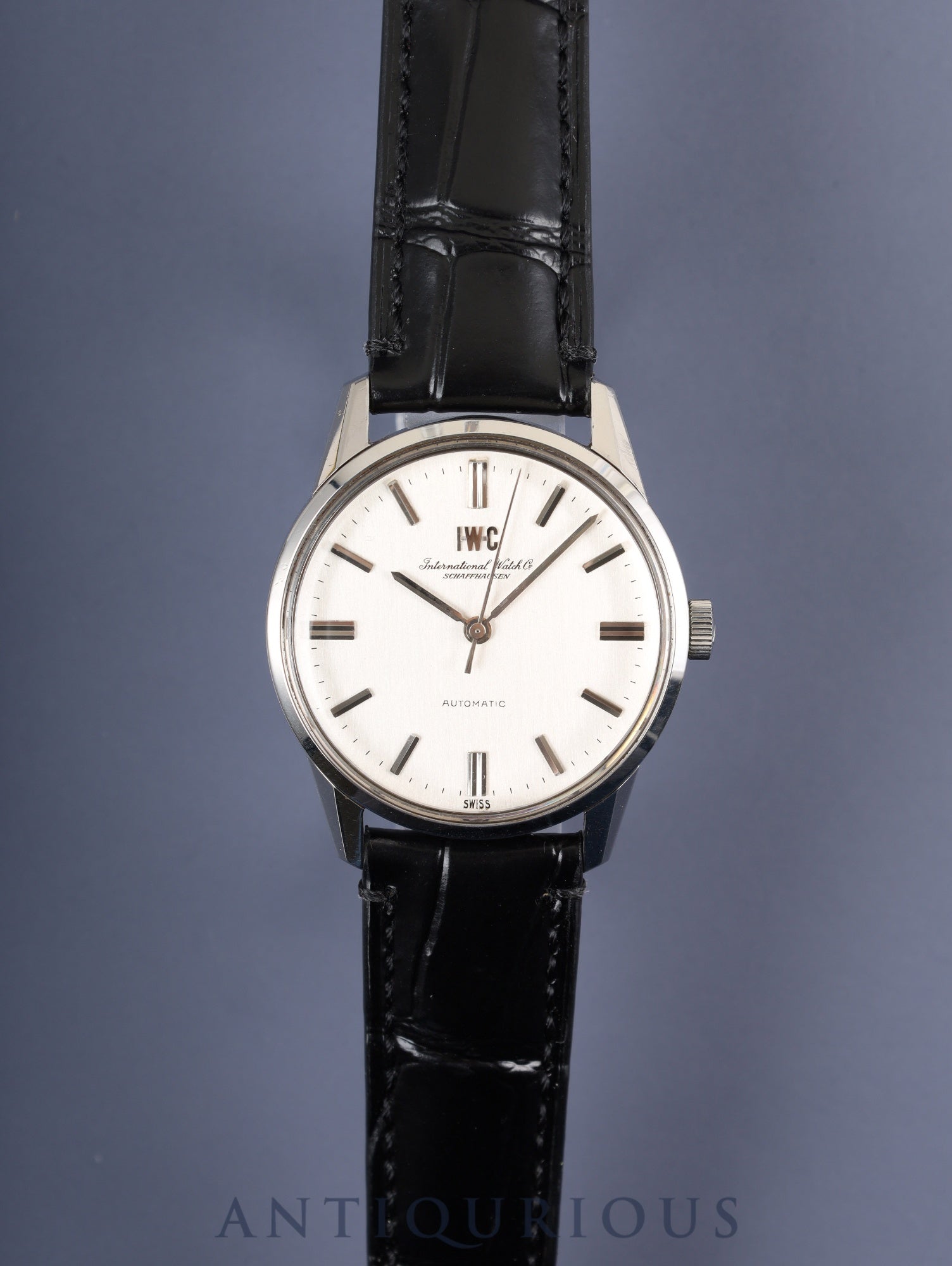 IWC Old Inter Automatic Caliber C.854B Stainless Steel Watch with Leather Strap, Aftermarket Buckle (SS), Silver Dial, Overhauled