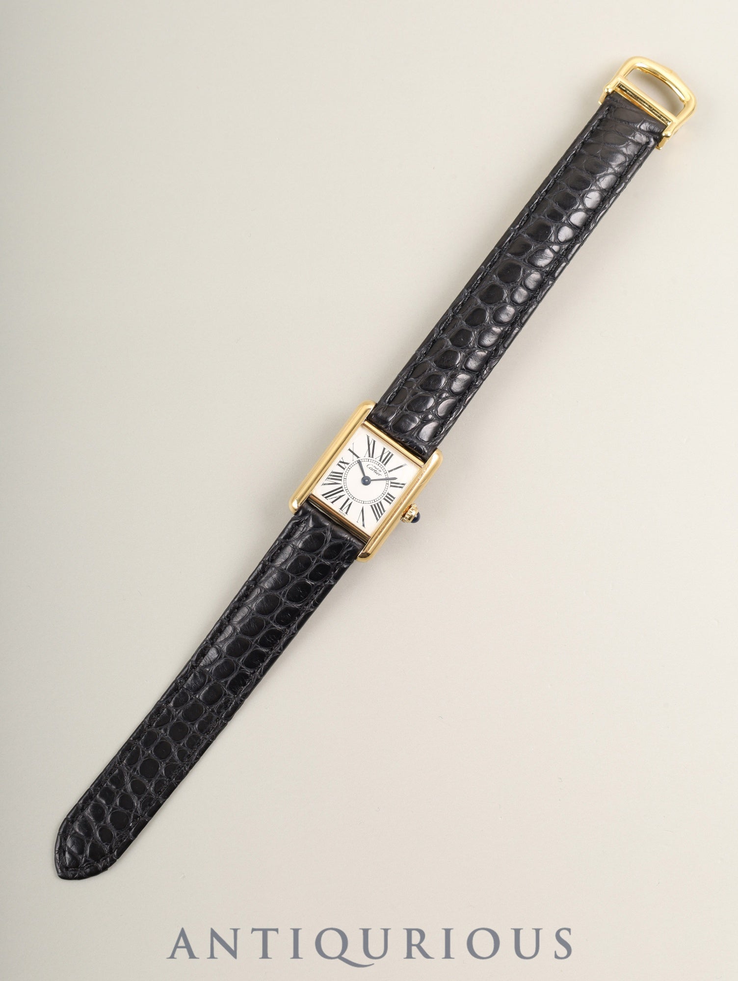 Cartier Must Tank SM W1005554 / 5057001 Quartz Cal.057 SV925 Leather Genuine Deployant Buckle (GP) Opaline Dial (SWISS marking) Overhauled