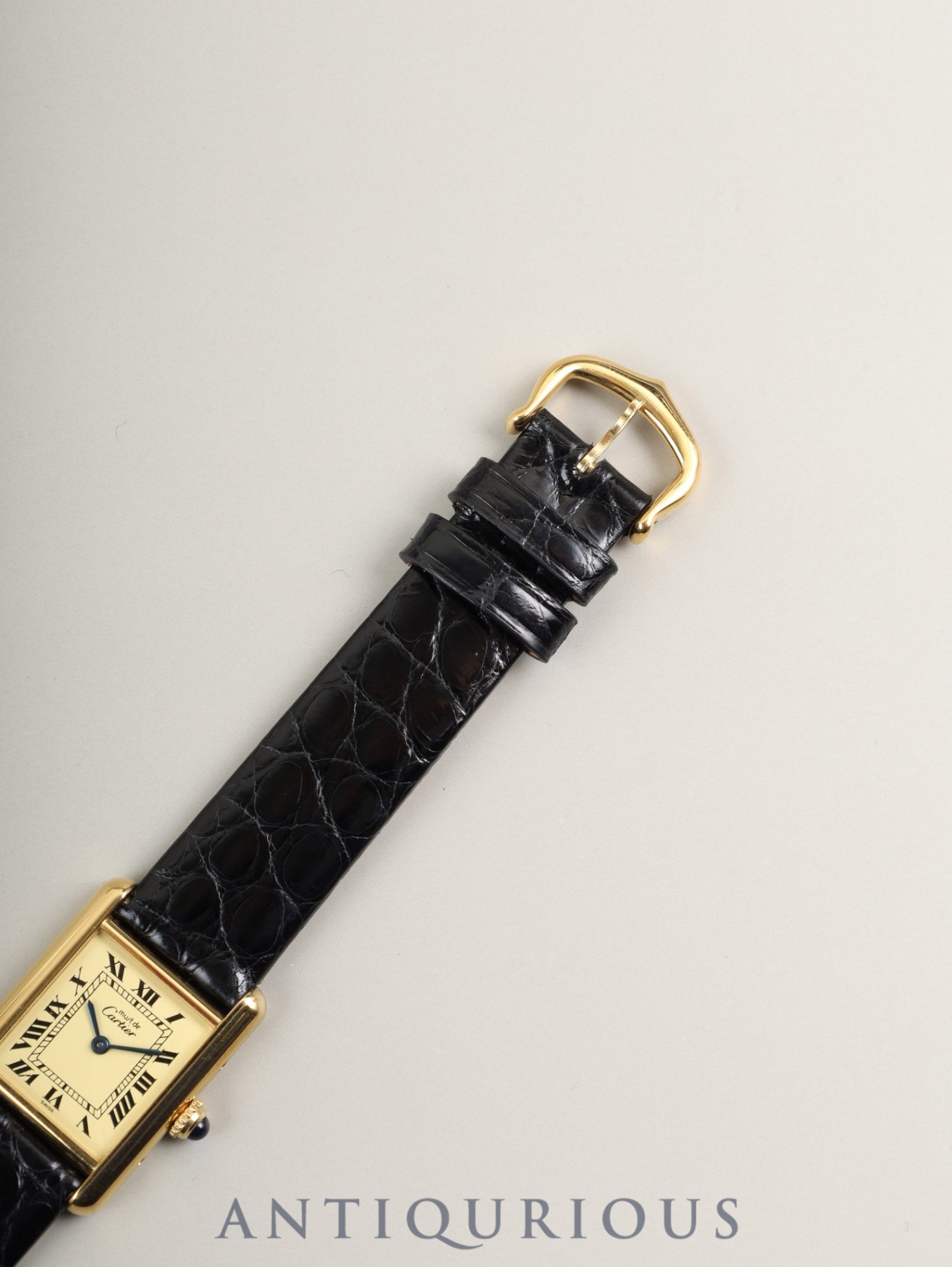 カルティエ マストタンク SM 5057001 クォーツ Cal.057 SV925 革 純正尾錠（GP）アイボリー文字盤（SWISS表記）箱 冊子 保証書（1995年/H7）オーバーホール済み