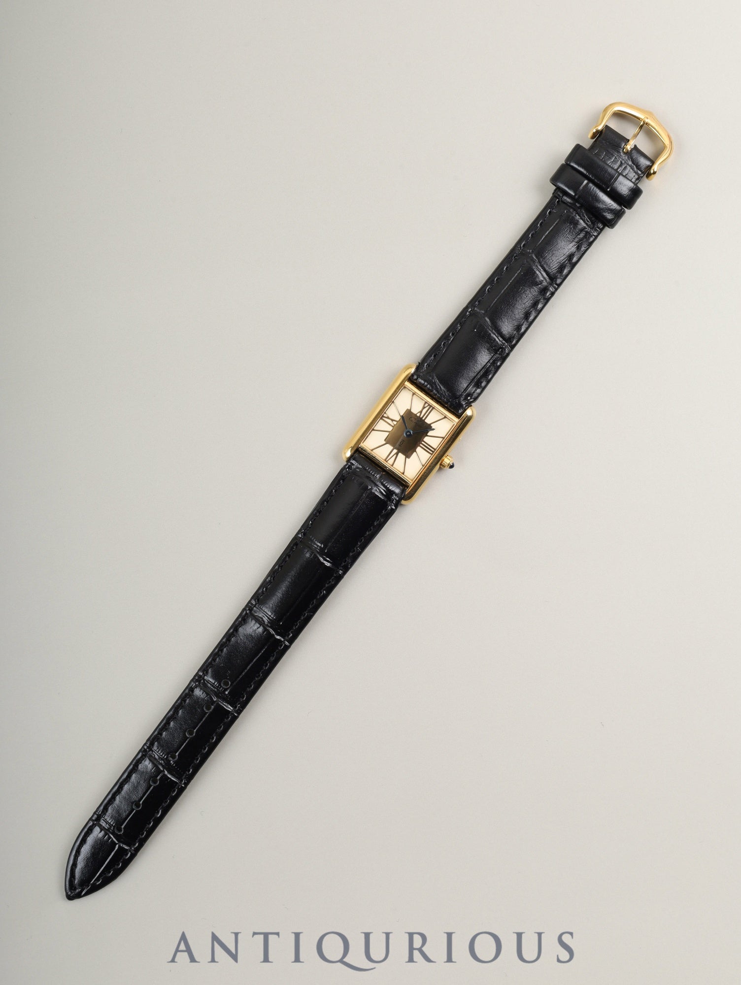 カルティエ マストタンク SM 3 66001 クォーツ Cal.057 SV925 革 純正尾錠（GP） クロワゾネ文字盤 オーバーホール済み