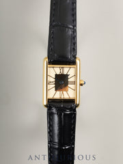 Cartier Must Tank SM 3 66001 Quartz Caliber 057 SV925 Leather Strap with Genuine GP Buckle Cloisonné Dial Overhauled