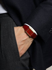 Cartier Must Tank LM, manual winding, SV925, leather, genuine buckle (GP), coral dial (SWISS MADE inscription), fully serviced at a Cartier boutique, refinished to like new condition.