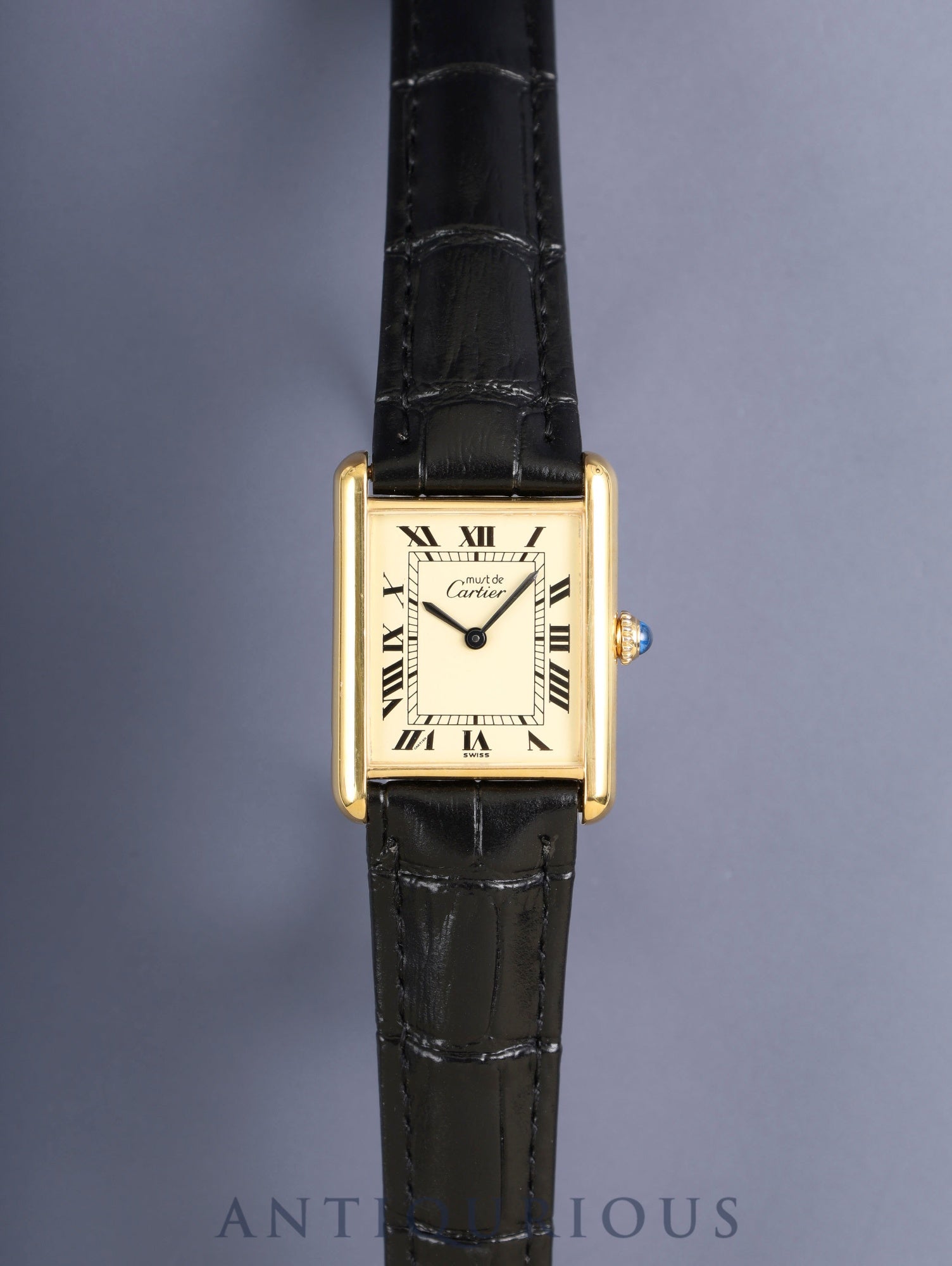 カルティエ マストタンク LM 手巻き Cal.78-1 SV925 革 純正ピンバックル（GP） アイボリーローマン文字盤（SWISS表記）オーバーホール済み 新品仕上げ済み