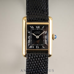 カルティエ マストタンク SM 手巻き Cal.78-1 SV925 純正革ベルト 純正尾錠（GP） ブラックローマン文字盤 オーバーホール済み
