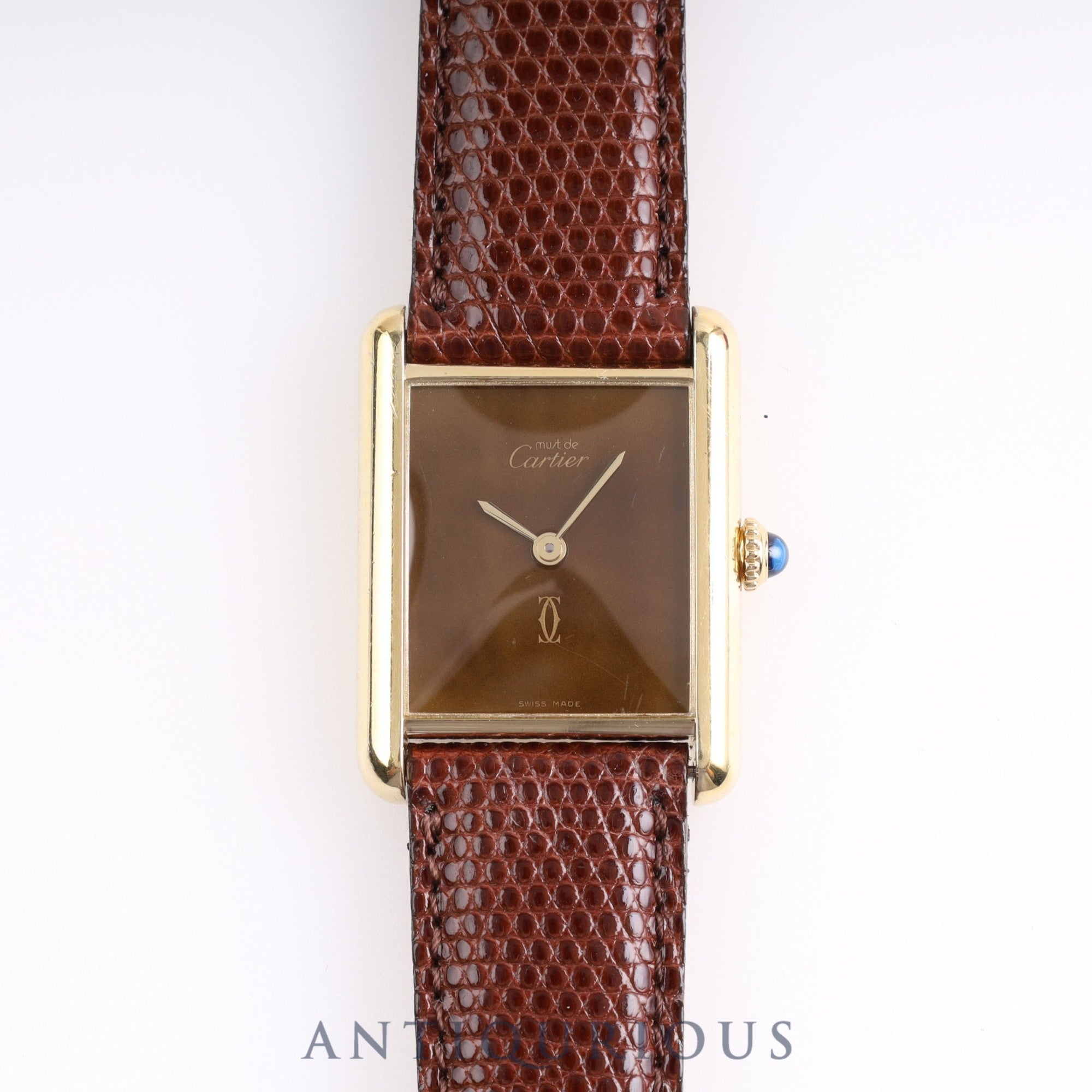 Cartier Must Tank LM Manual winding Genuine buckle Mahogany dial Box Cartier boutique complete service