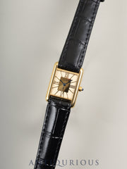 Cartier Must Tank SM 3 66001 Quartz Caliber 057 SV925 Leather Strap with Genuine GP Buckle Cloisonné Dial Overhauled