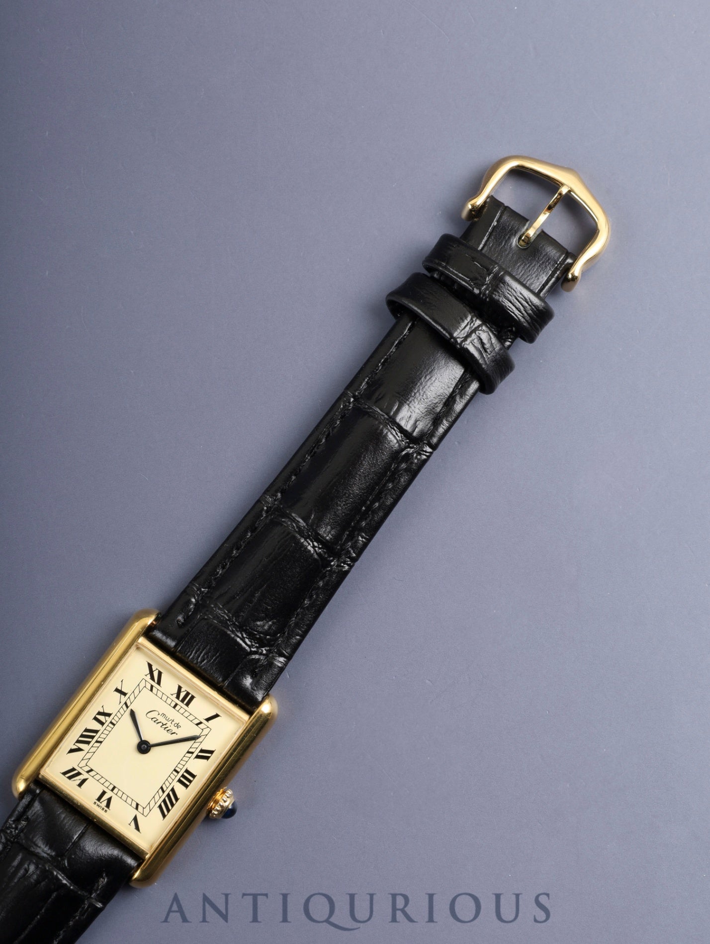 カルティエ マストタンク LM 手巻き Cal.78-1 SV925 革 純正ピンバックル（GP） アイボリーローマン文字盤（SWISS表記）オーバーホール済み 新品仕上げ済み