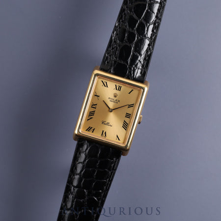 Rolex Cellini 4105 Manual winding Cal.1600 YG Leather Genuine buckle (GP) Gold dial No.4 (1976)