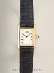 Cartier Must Tank SM 5057001 Quartz Cal.057 SV925 Leather Genuine Pin Buckle (GP) Straight Roman Dial (SWISS marking) Overhauled