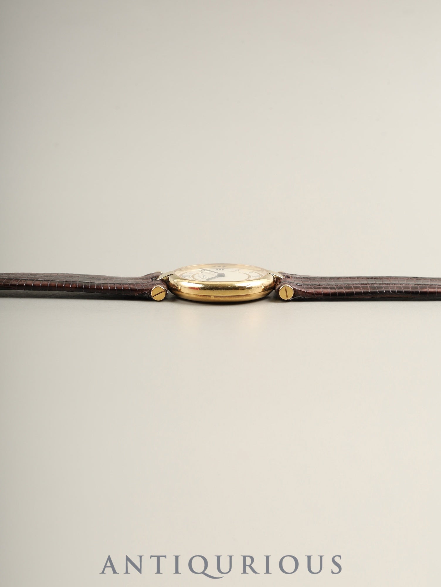 カルティエ マスト ヴァンドーム VLC SM 18 クォーツ Cal.81 SV925 革 純正ピンバックル（GP） アイボリー4点ローマン文字盤 箱 オーバーホール済み