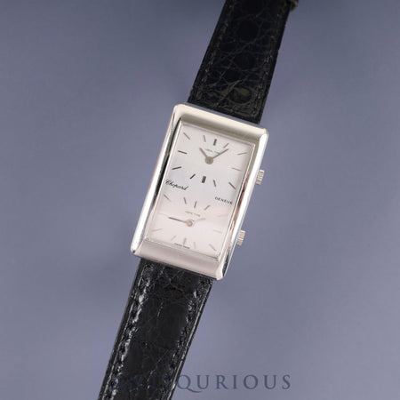 Chopard Dual Time 2240 Quartz Caliber - 18K Genuine Leather Strap Genuine Stainless Steel Buckle Silver Dial Overhauled