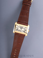 Cartier Tank Divan LM W6300556 / 2602 Quartz Cal.690 750YG Leather Original Pin Buckle (750YG) Ivory Roman Dial (SWISS MADE marking) Overhauled
