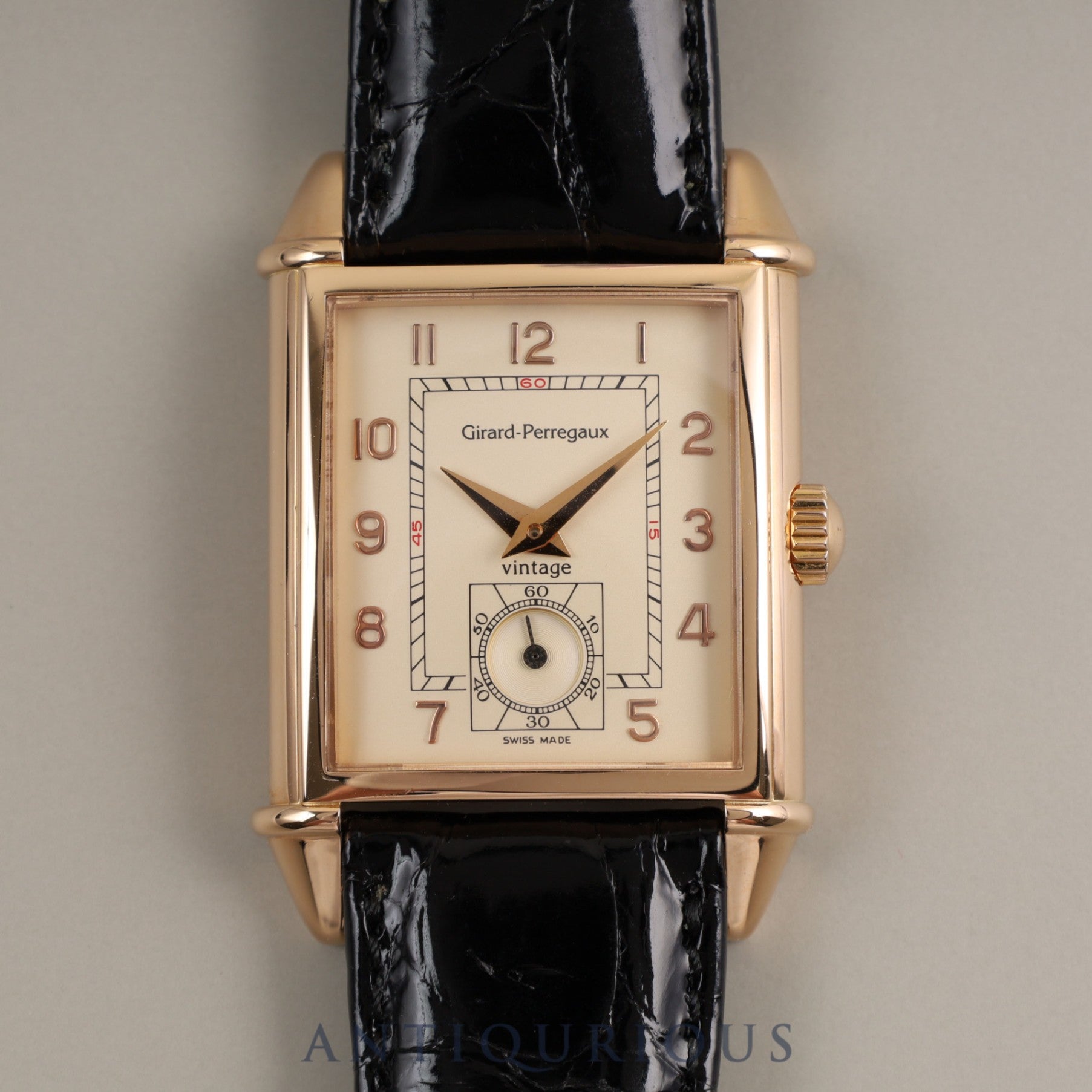 GIRARD-PERREGAUX ジラールぺルゴ VINTAGE 1945 ヴィンテージ 1945 2595 手巻き Cal.2300-569 PG 革 シャンパン文字盤 保証書（1995年）