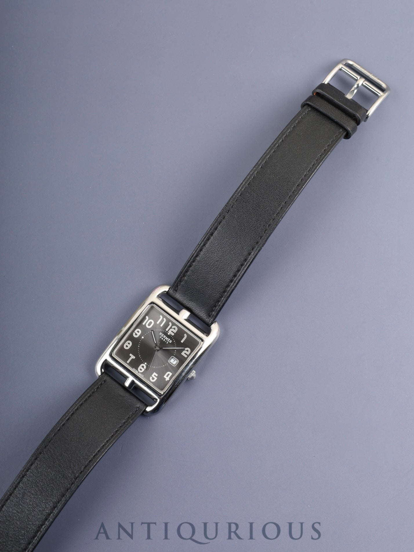 Hermès Cape Cod CC2.710 Quartz Cal.- SS Original Leather Strap (□O engraving: 2011) Original Pin Buckle (SS) Gray Arabic Dial Overhauled