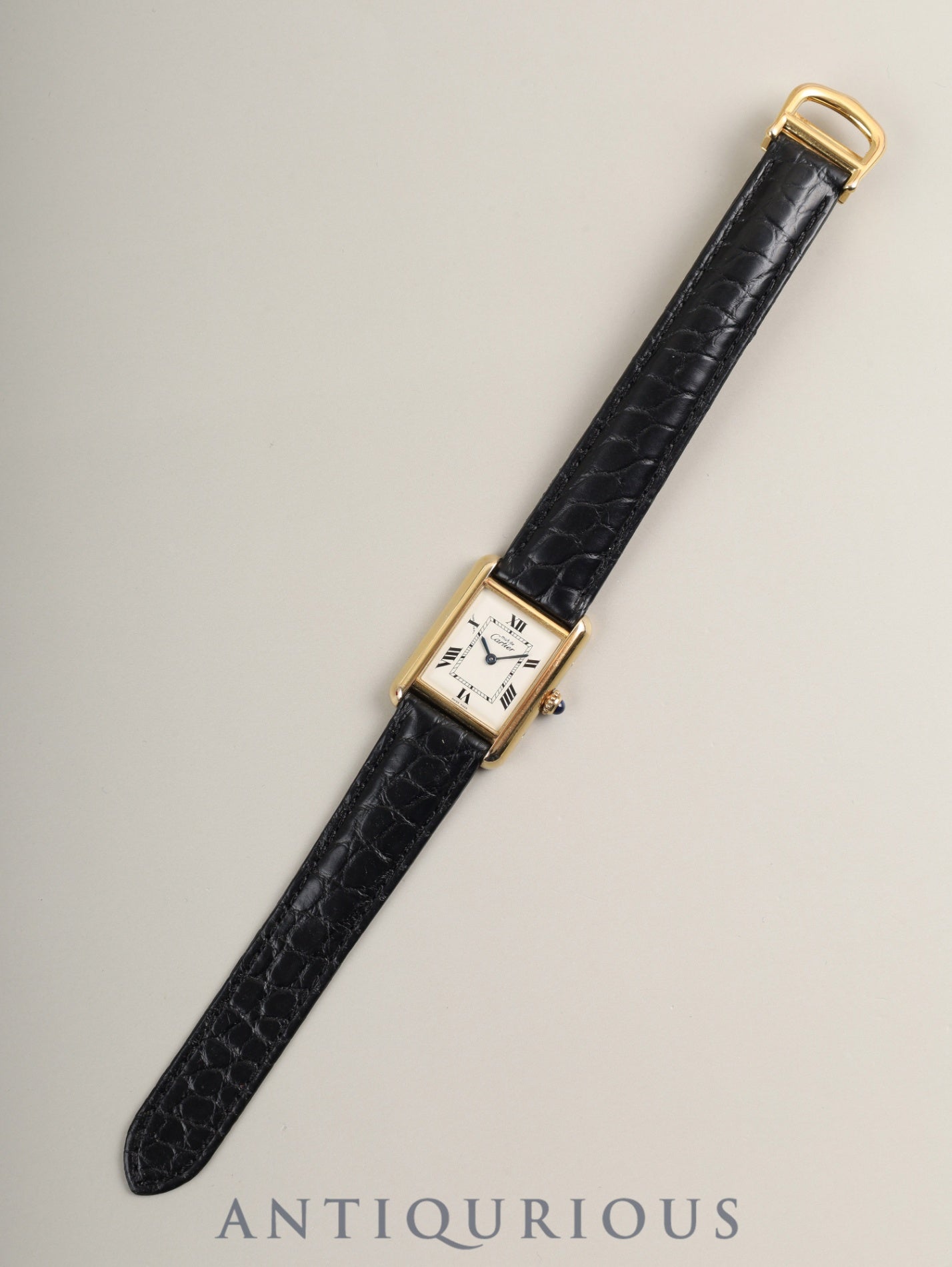 カルティエ マストタンク MM W1013654 / 2415 クォーツ Cal.057 SV925 革 純正Dバックル（GP） ホワイト飛びローマン文字盤（SWISS MADE表記）箱 オーバーホール済み