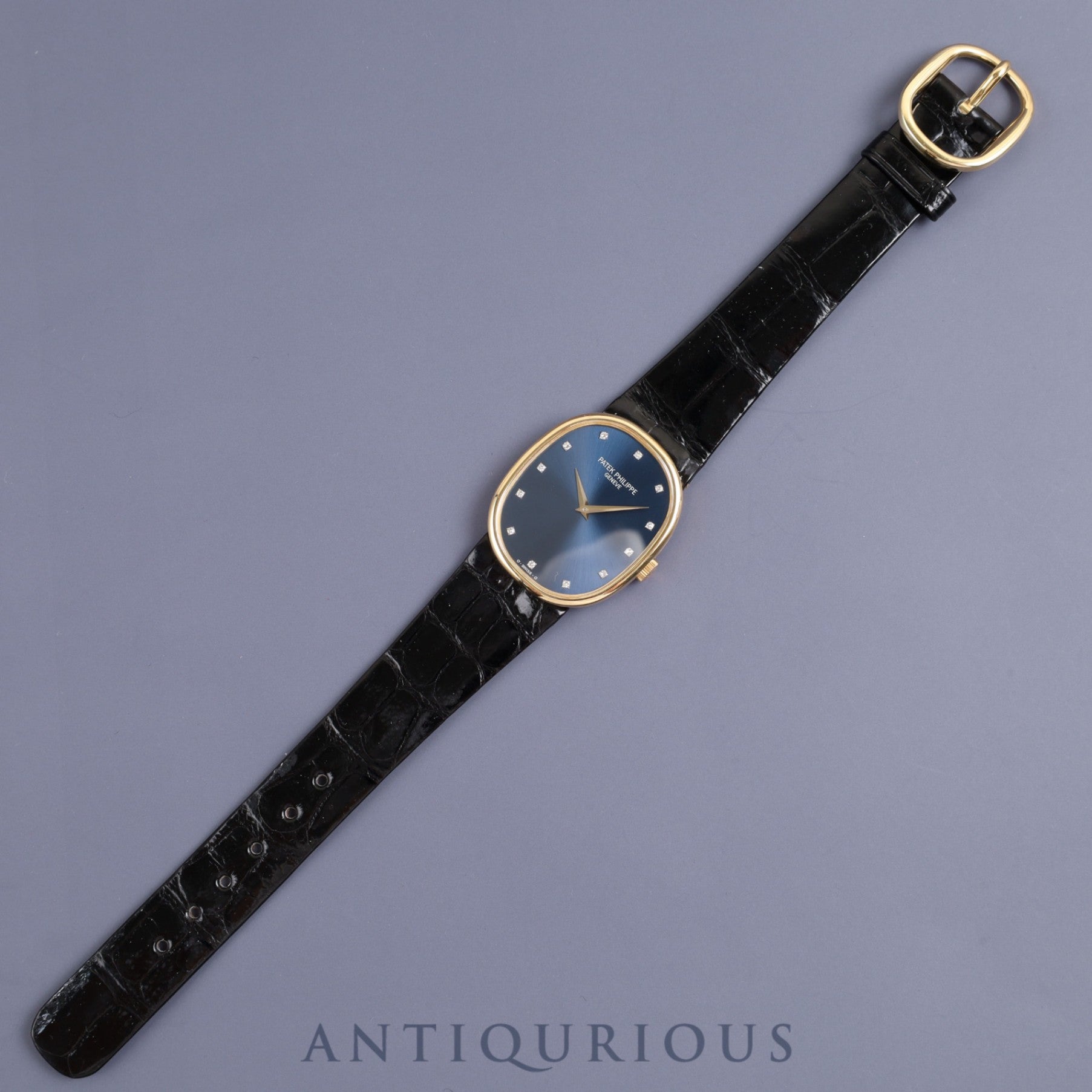 Patek Philippe Golden Ellipse 3848J-062 Manual winding Cal.215 750YG Genuine leather strap Genuine buckle (750) Diamond 12P Blue dial Box Archive (1991)