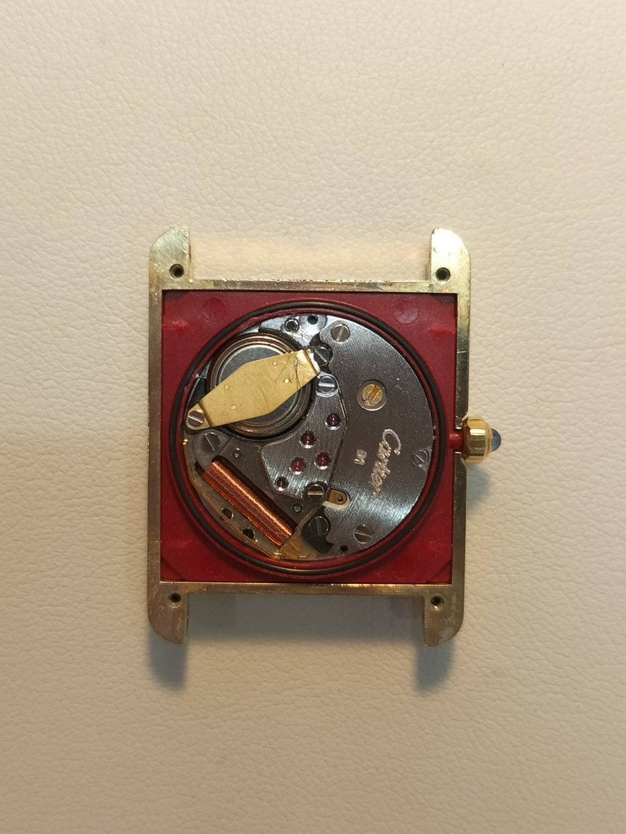 カルティエ マストタンク LM 6 81006 クォーツ Cal.81 SV925 革 純正尾錠（GP) グレー飛びローマン文字盤 オーバーホール済み